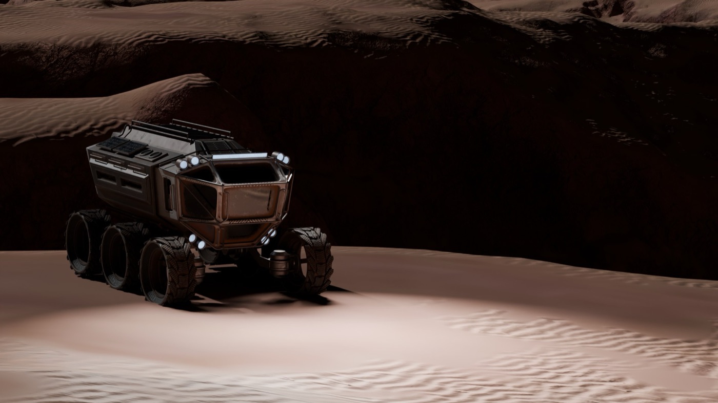 Mars rover on terrain