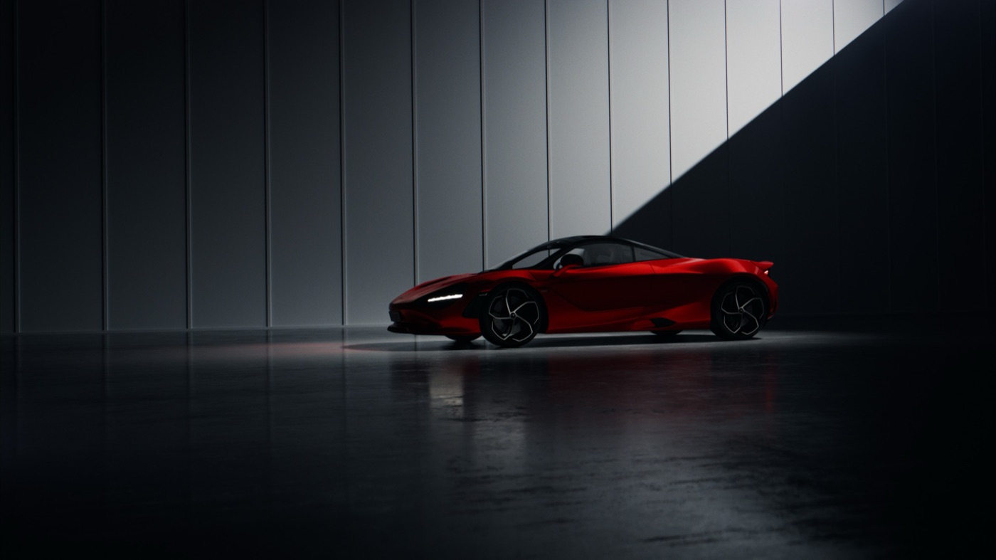 Sports car in a dark studio